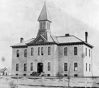The new Avenue School, at 9th and Poyntz, 1882 Photo Courtesy Riley County HIstorical Society.